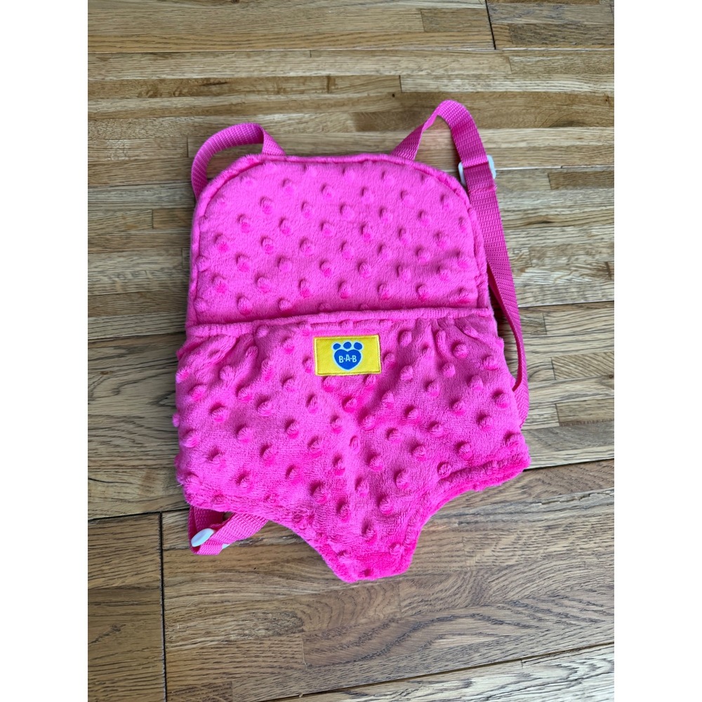 Build‎ A Bear Pink Fuzzy Dot Pet Carrier Backpack